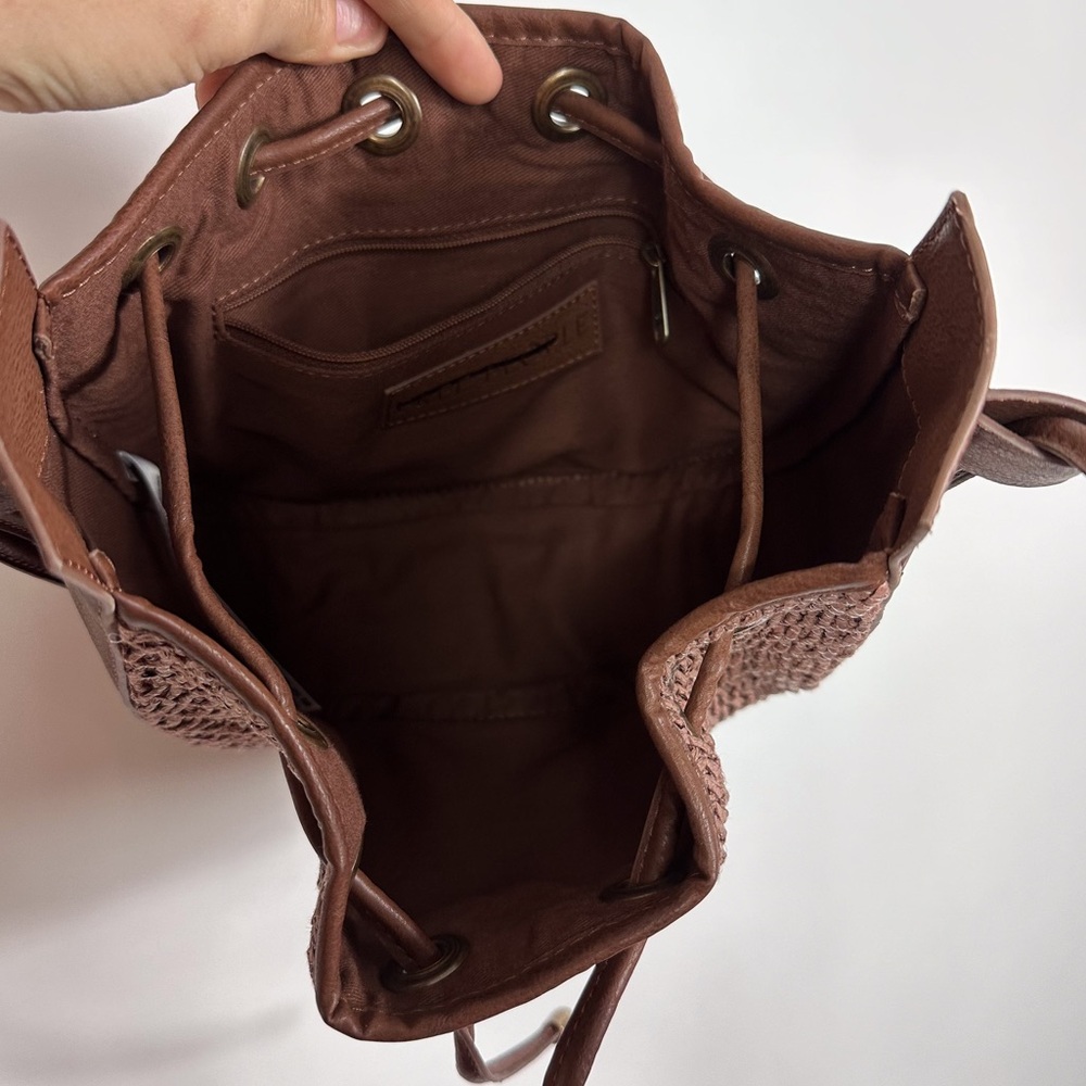 Free People Cabana Brown Vegan Leather Cinched Crossbody Purse - Picture 5 of 8